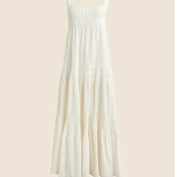 J. Crew Airy gauze tiered maxi dress Ivory Large - Picture 3 of 3